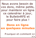 [Mini-cadre: Nous avons besoin de vos dons, mmes petits, pour maintenir en ligne ce calendrier  jour, le BulletinRFS et plus encore! Cliquez ici pour savoir comment et pourquoi]